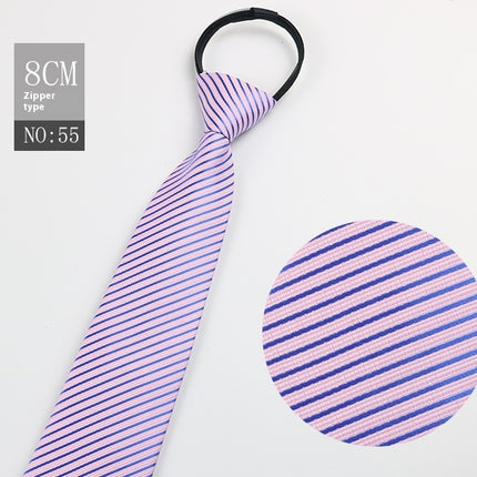 Black Men's Striped Blue Business Lazy Zip Tie