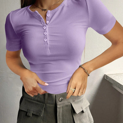 Button Ribbed Slim-Fit Sweater