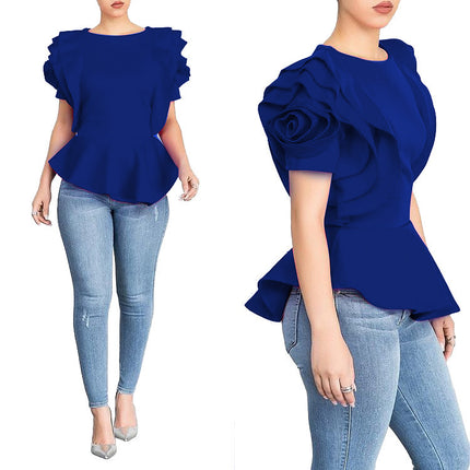 Summer Hot Style Ruffled Hem Short Sleeve
