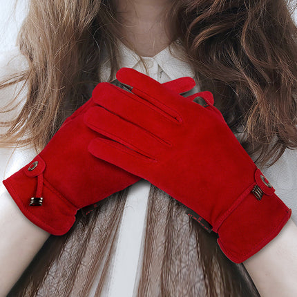 Gants en cuir véritable automne-hiver chauds et épais antidérapants pour écran tactile