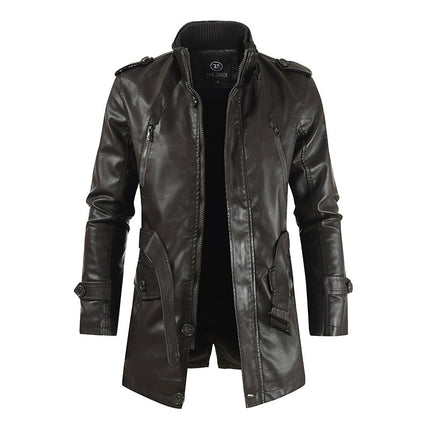 Men's Fleece-Lined Leather Coat