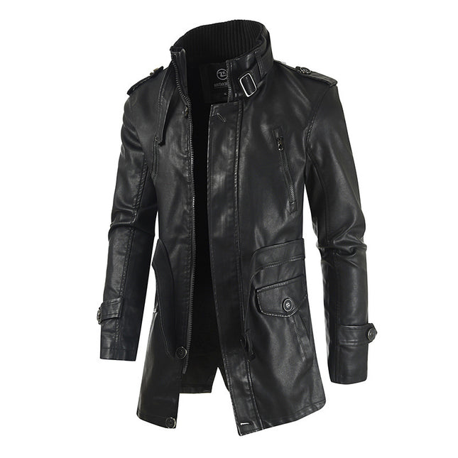 Men's Fleece-Lined Leather Coat