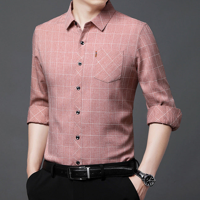 Chemise à carreaux style lin pour homme