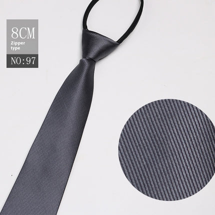 Black Men's Striped Blue Business Lazy Zip Tie
