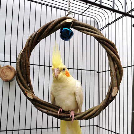 Bird Standing Frame Rattan Ring Chewing Toy