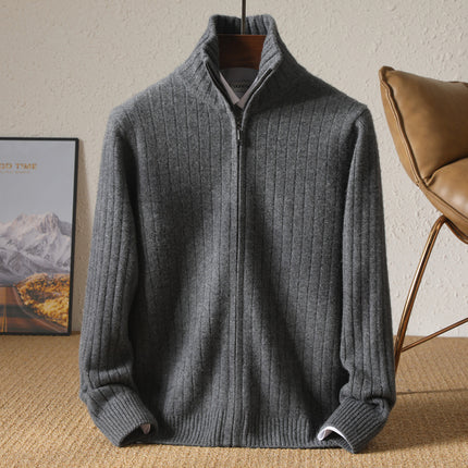 Pull zippé en laine pour homme