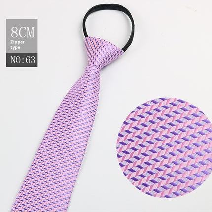 Black Men's Striped Blue Business Lazy Zip Tie