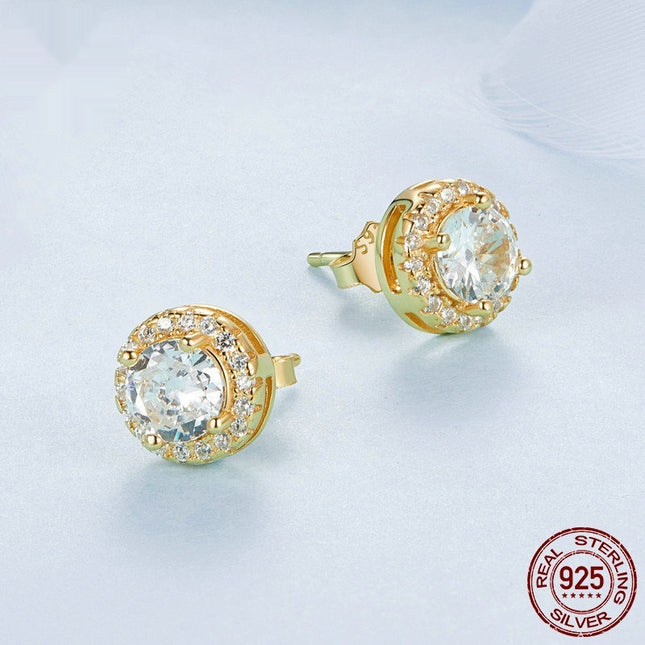 White Gold Plated Stud Earrings