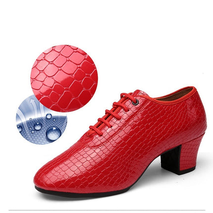 Women's Cowhide Square Dance Mid Heel Shoes