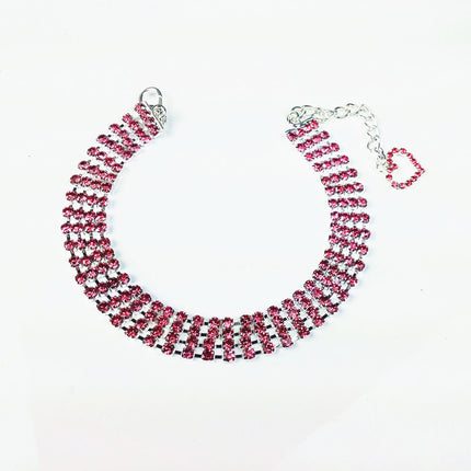 Collier pour animal de compagnie à quatre rangées de strass