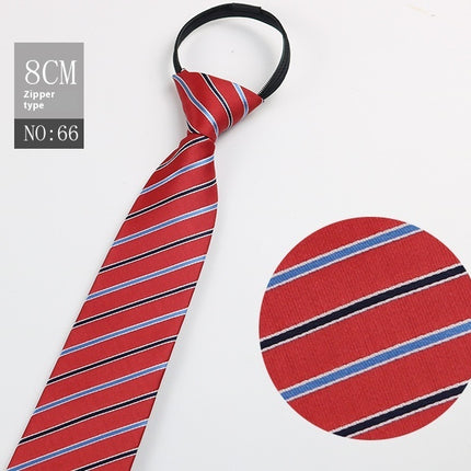 Black Men's Striped Blue Business Lazy Zip Tie