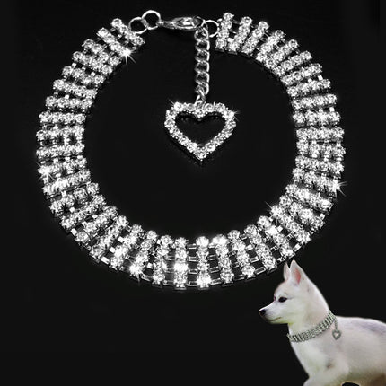 Collier pour animal de compagnie à quatre rangées de strass