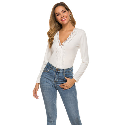 Lace Long Sleeve Slim Fit Top
