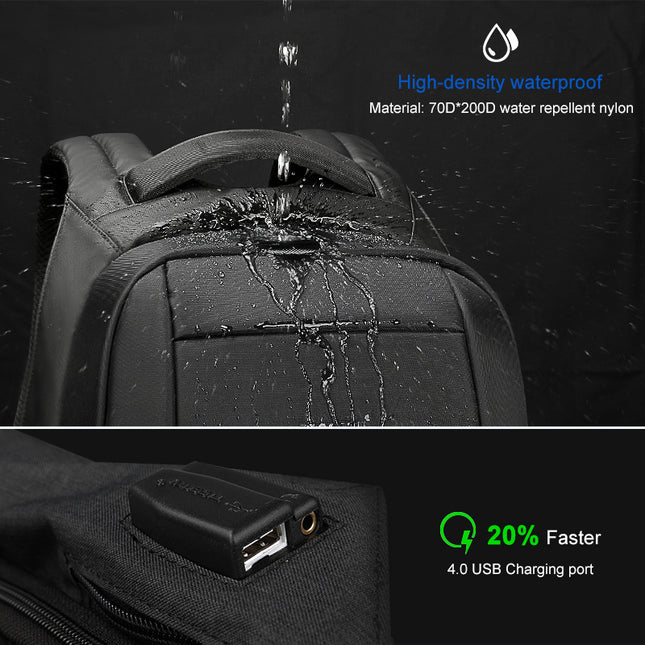 Sac à dos pour ordinateur portable 15,6 pouces pour homme - Antivol, étanche, grande capacité, USB