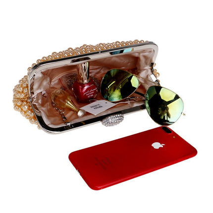 Pochette de banquet de luxe faite à la main avec perles - Coque en polyester avec détails en perles