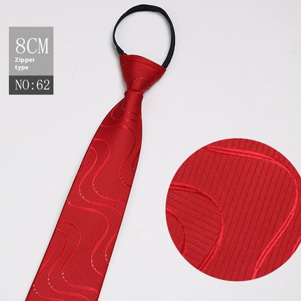 Black Men's Striped Blue Business Lazy Zip Tie