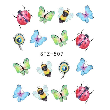 1pcs Nail Sticker Butterfly Flower Water Transfer Decal