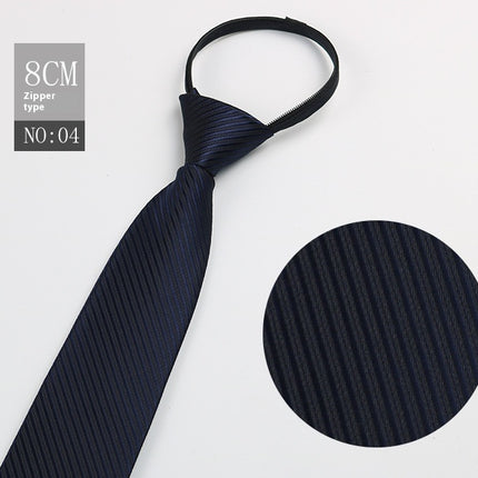 Black Men's Striped Blue Business Lazy Zip Tie