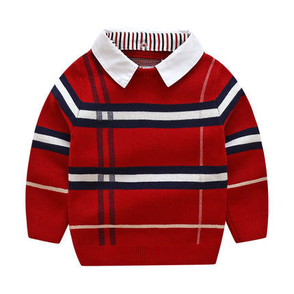 Boys Plaid Jacquard Sweater