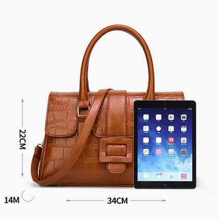 Sac à main en cuir PU noble pour femme avec motif crocodile