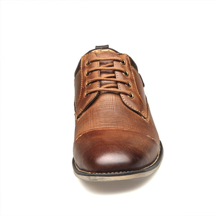 Men's Brown Leather Formal Shoes with Rubber Sole