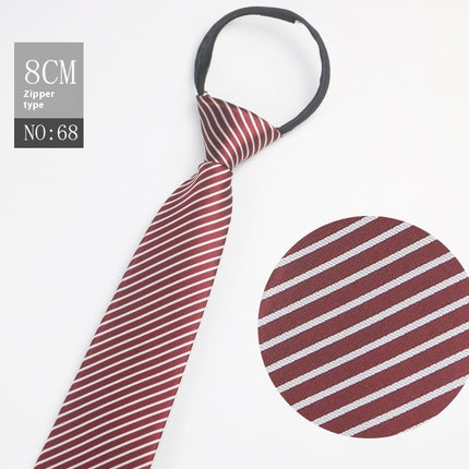 Black Men's Striped Blue Business Lazy Zip Tie