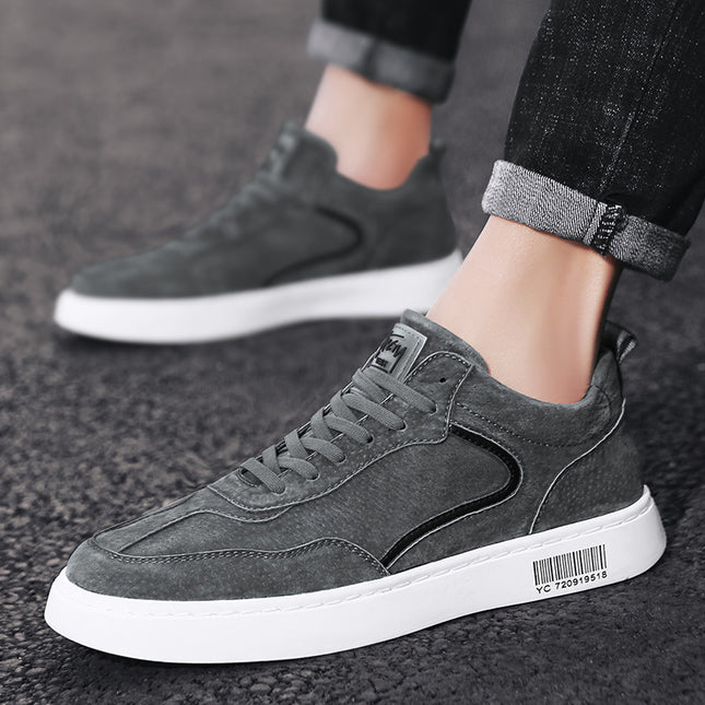 Low-Cut Cotton Sports Shoes, Casual Leather Men's Footwear