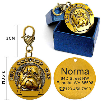 Médaille d'identification pour chien gravée en métal personnalisée Carte d'identité anti-perte