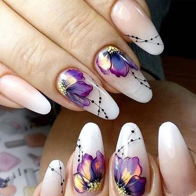 1pcs Nail Sticker Butterfly Flower Water Transfer Decal