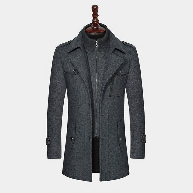 Men's Double Collar Wool Coat