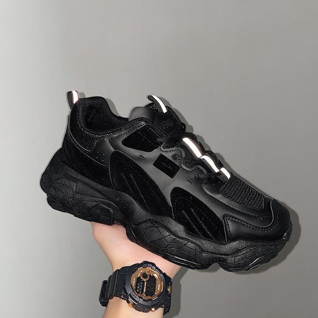 Fashion Chunky Sneakers - PU Mesh, Rubber Sole, Sizes 39-44