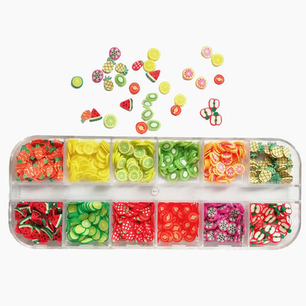 Ornement de manucure fait à la main en cristal et argile pour fleurs et fruits