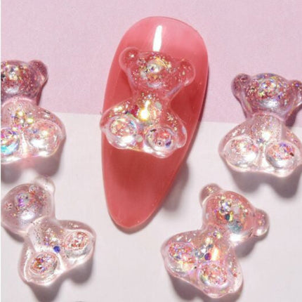 Décorations d'ongles en résine 3D en forme d'ours mignon