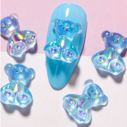 Décorations d'ongles en résine 3D en forme d'ours mignon