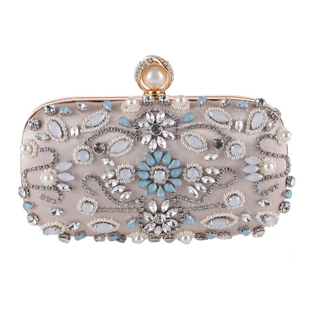 Diamond Clutch Evening Bag – Small Square, Geometric Pattern, Chain Handle