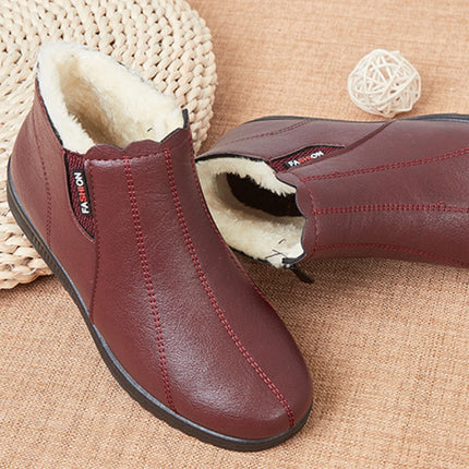 Cozy Warm Leather Boots with Side Zipper for Women