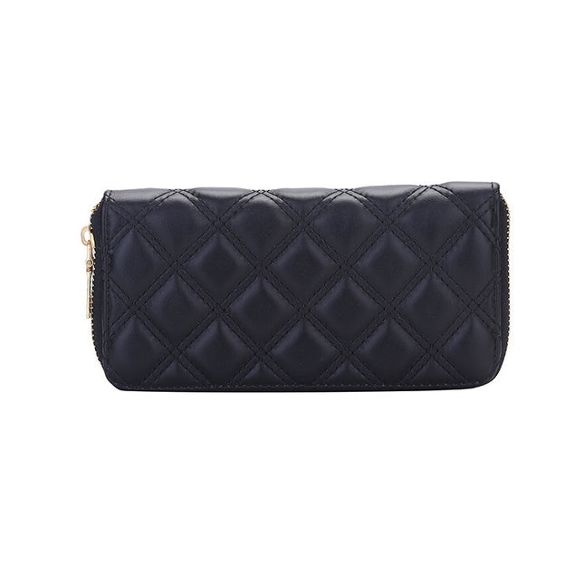 Stylish PU Leather Women's Long Wallet with Zipper Closure - Casual Design