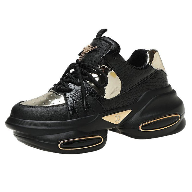 Women's Fashion Wedge Sneakers - Thick Bottom, Color Combo