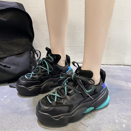 Women’s Chunky Platform Sneakers Lace-Up Casual Sports Shoes