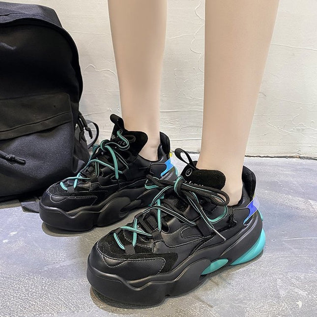Women’s Chunky Platform Sneakers Lace-Up Casual Sports Shoes
