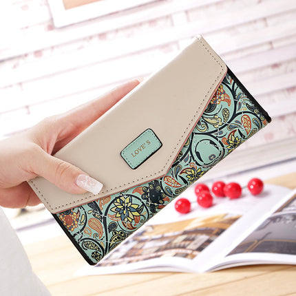 Portefeuille en cuir PU brodé floral pour femme BIRDS