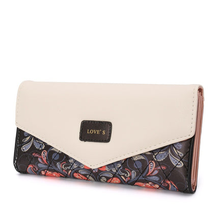 Portefeuille en cuir PU brodé floral pour femme BIRDS