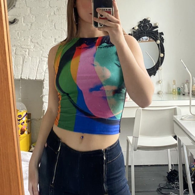 Retro Painting Print Tank Top