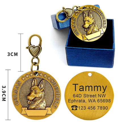 Médaille d'identification pour chien gravée en métal personnalisée Carte d'identité anti-perte