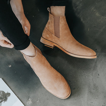 Chelsea Boots - Leather Martin Boots with Wedge Heel, Breathable and Stylish