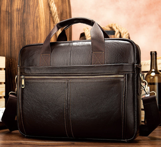 Genuine Leather Retro Men's Business Briefcase