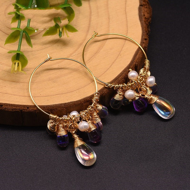 Boucles d'oreilles en perles et cristal tchèque