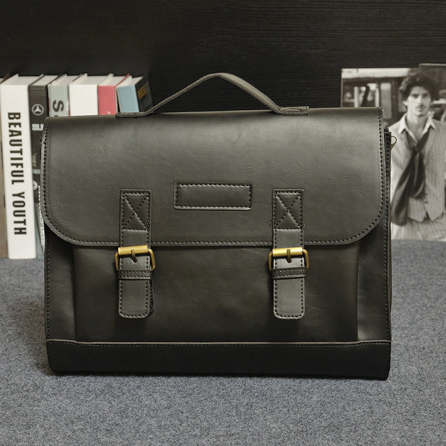 Sacoche fourre-tout en cuir Crazy Horse pour homme, marron et noir, design multifonction