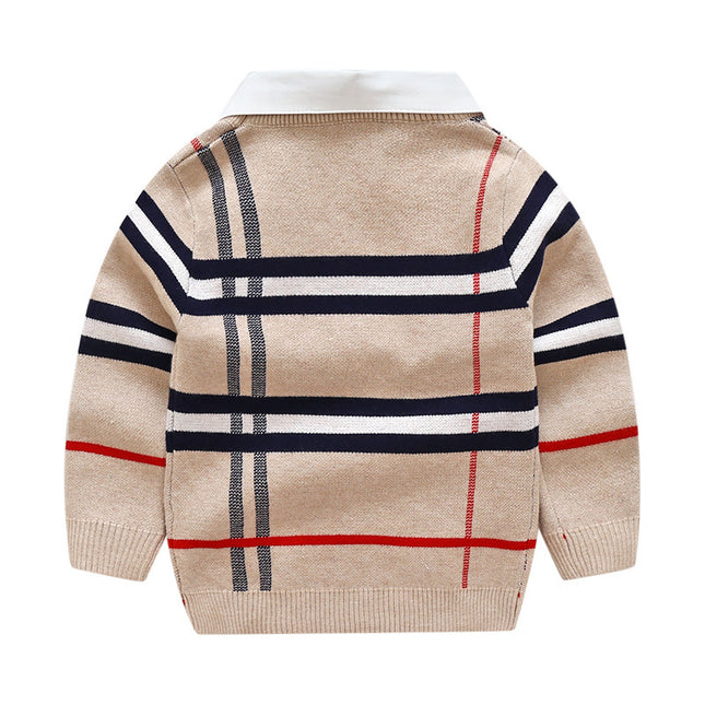 Pull jacquard à carreaux pour garçon