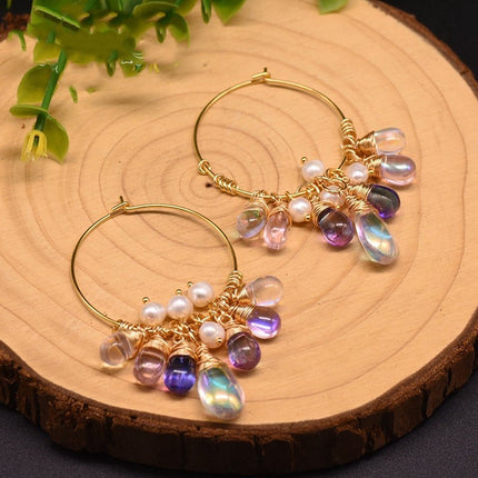 Boucles d'oreilles en perles et cristal tchèque